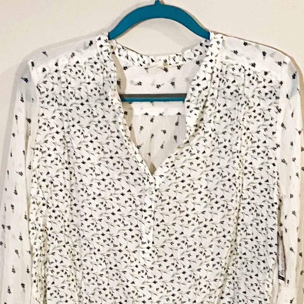 Lucky Brand Half Button Floral Blouse